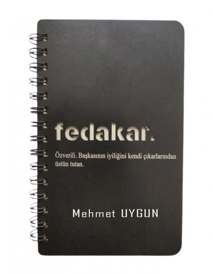 Kişiye Özel Fedakar Temalı Ahşap Kapaklı Defter