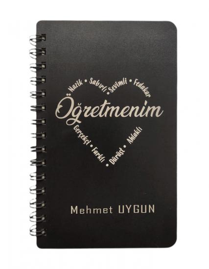 Kişiye Özel Öğretmenim Temalı Ahşap Kapaklı Defter