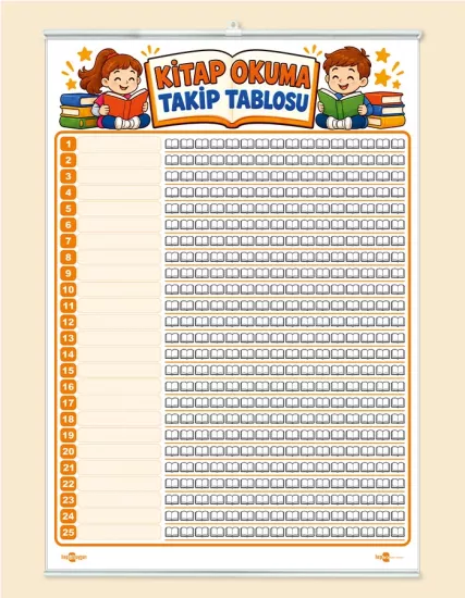 Kitap Okuma Takip Tablosu – 25 Öğrencilik Yaz-Sil Çıtalı Branda Baskı