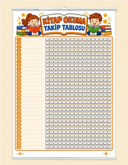 Kitap Okuma Takip Tablosu – 30 Öğrencilik Yaz-Sil Çıtalı Branda Baskı