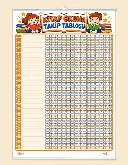 Kitap Okuma Takip Tablosu – 45 Öğrencilik Yaz-Sil Çıtalı Branda Baskı