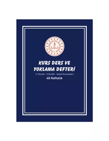 Kurs Ders ve Yoklama Defteri (40 Haftalık, 8 derslik - 7 günlük) P.P. Kapak Mavi Renk
