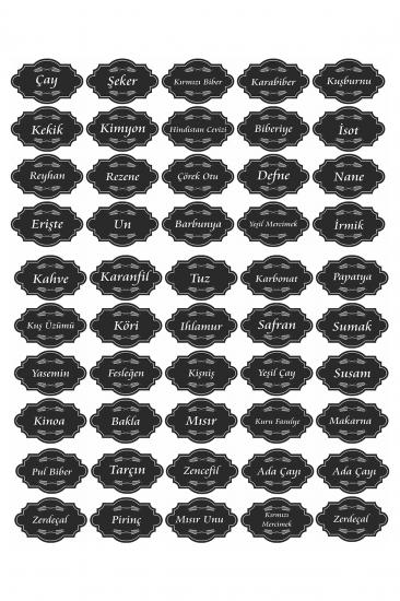 137 Adet Kuruyemiş - Baharat - Bakliyat Kavanoz Etiketi - Siyah Sticker