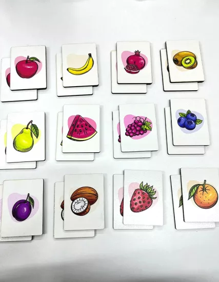 Ahşap Meyveler Eşleştirme Kartları – Eğitici ve Eğlenceli Öğrenme Seti 