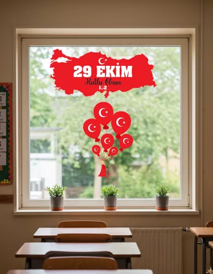 29 Ekim Cumhuriyet Bayramı Cam Süsleme Stickerları