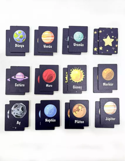 Ahşap Gezegenler Eşleştirme Kartları – Eğitici ve Eğlenceli Öğrenme Seti 