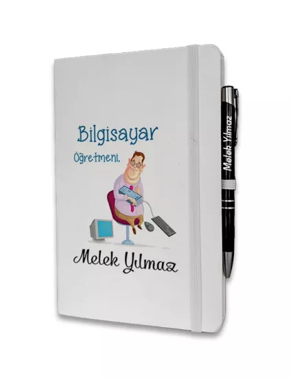Kişiye Özel Bilgisayar Öğretmeni Baskılı Ajanda ve Kalem Seti