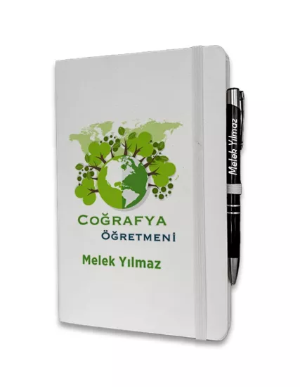 Kişiye Özel Coğrafya Öğretmeni Baskılı Ajanda ve Kalem Seti