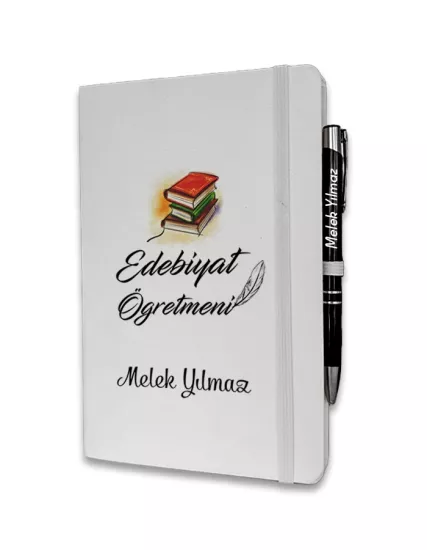 Kişiye Özel Edebiyat Öğretmeni Baskılı Ajanda ve Kalem Seti