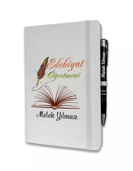 Kişiye Özel Edebiyat Öğretmeni Baskılı Ajanda ve Kalem Seti