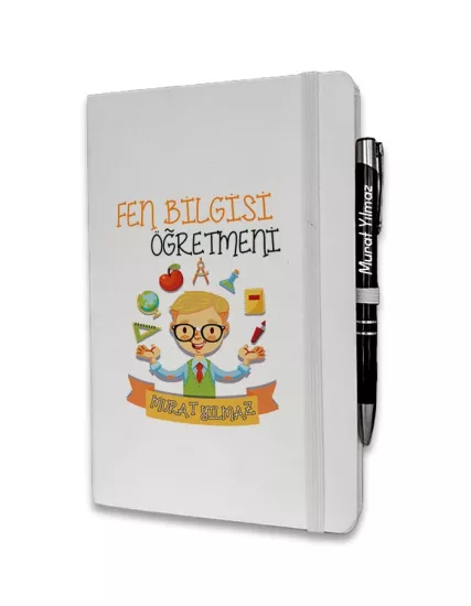 Kişiye Özel Fen Bilgisi Öğretmeni Baskılı Ajanda ve Kalem Seti