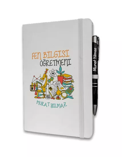 Kişiye Özel Fen Bilgisi Öğretmeni Baskılı Ajanda ve Kalem Seti