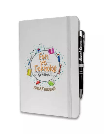 Kişiye Özel Fen ve Teknoloji Öğretmeni Baskılı Ajanda ve Kalem Seti