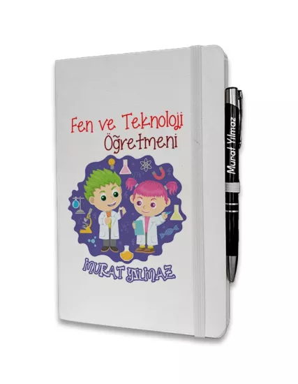 Kişiye Özel Fen ve Teknoloji Öğretmeni Baskılı Ajanda ve Kalem Seti