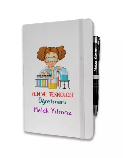 Kişiye Özel Fen ve Teknoloji Öğretmeni Baskılı Ajanda ve Kalem Seti