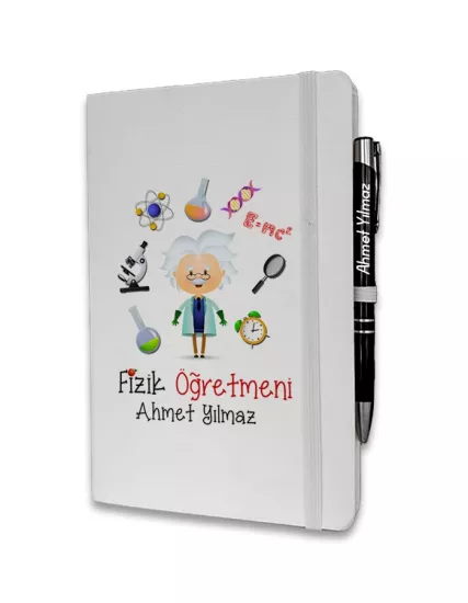 Kişiye Özel Fizik Öğretmeni Baskılı Ajanda ve Kalem Seti