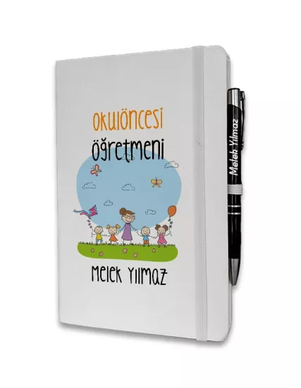 Kişiye Özel Okul Öncesi Öğretmeni Baskılı Ajanda ve Kalem Seti
