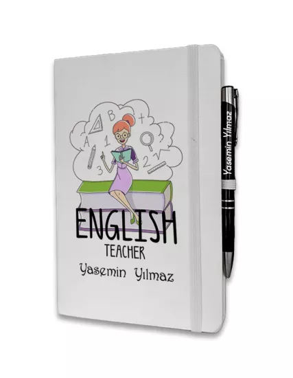 Kişiye Özel İngilizce Öğretmeni Baskılı Ajanda ve Kalem Seti