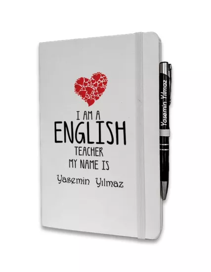 Kişiye Özel İngilizce Öğretmeni Baskılı Ajanda ve Kalem Seti