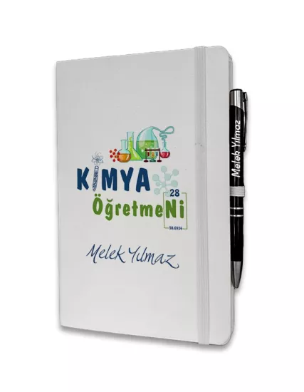 Kişiye Özel Kimya Öğretmeni Baskılı Ajanda ve Kalem Seti