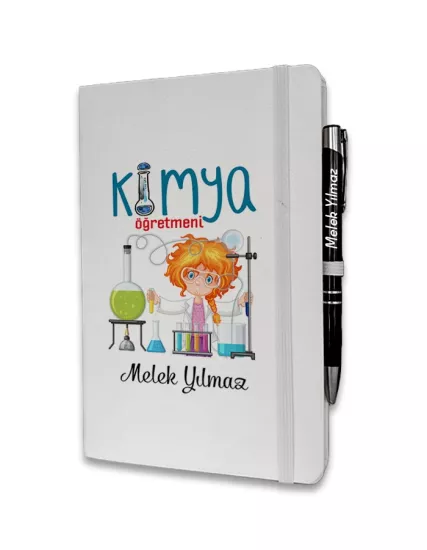Kişiye Özel Kimya Öğretmeni Baskılı Ajanda ve Kalem Seti