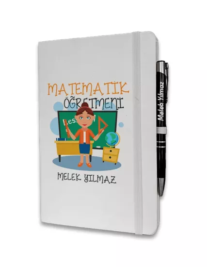 Kişiye Özel Matematik Öğretmeni Baskılı Ajanda ve Kalem Seti