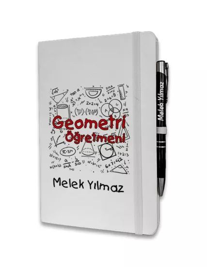 Kişiye Özel Geometri Öğretmeni Baskılı Ajanda ve Kalem Seti