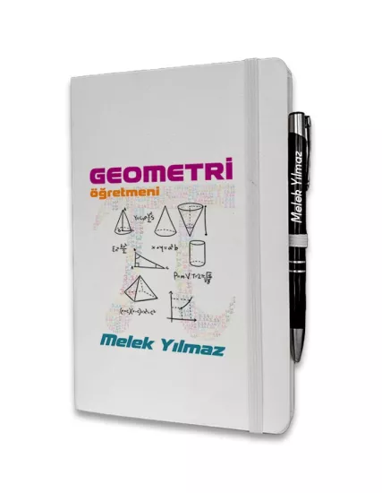 Kişiye Özel Geometri Öğretmeni Baskılı Ajanda ve Kalem Seti