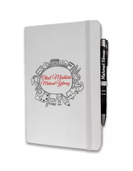 Kişiye Özel Okul Müdürü Baskılı Ajanda ve Kalem Seti