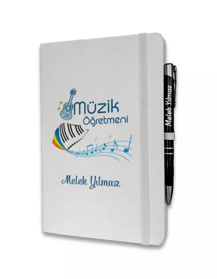 Kişiye Özel Müzik Öğretmeni Baskılı Ajanda ve Kalem Seti
