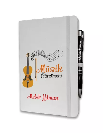 Kişiye Özel Müzik Öğretmeni Baskılı Ajanda ve Kalem Seti