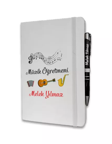 Kişiye Özel Müzik Öğretmeni Baskılı Ajanda ve Kalem Seti