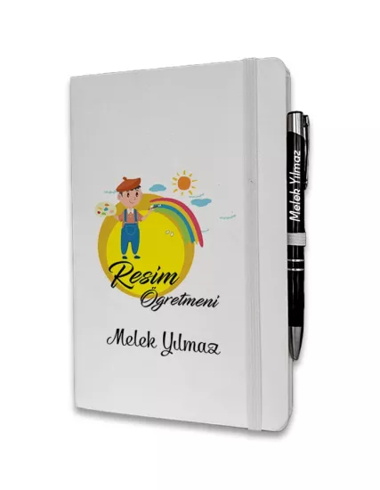 Kişiye Özel Resim Öğretmeni Baskılı Ajanda ve Kalem Seti
