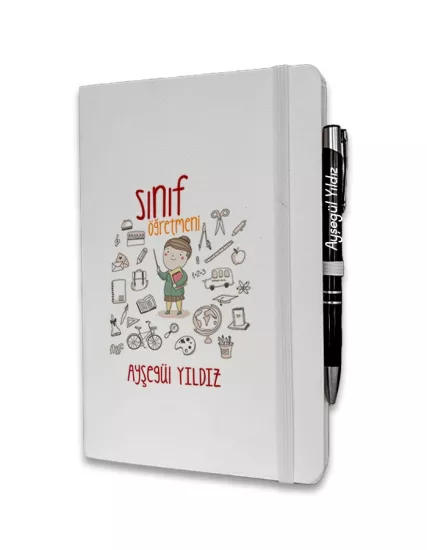 Kişiye Özel Sınıf Öğretmeni Baskılı Ajanda ve Kalem Seti
