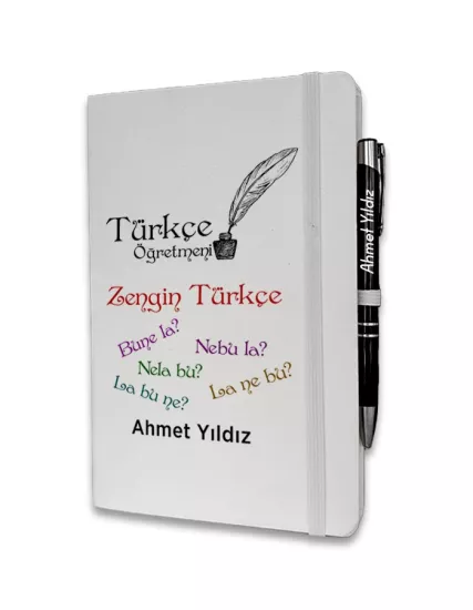Kişiye Özel Türkçe Öğretmeni Baskılı Ajanda ve Kalem Seti