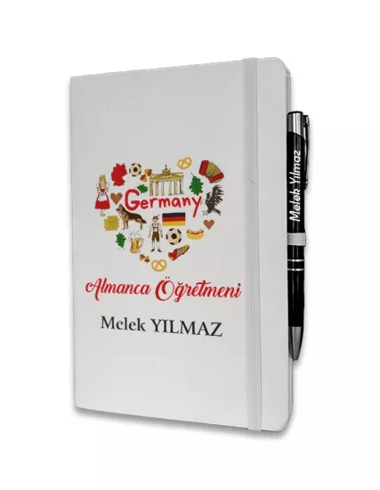 Kişiye Özel Almanca Öğretmeni Baskılı Ajanda ve Kalem Seti