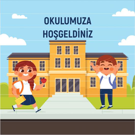 Okulumuza Hoşgeldiniz Merdiven Giydirme (Laminasyonlu)