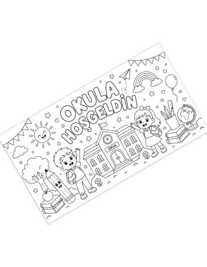Okuluna Hoş Geldin Dev Rulo Boyama (Model 1)