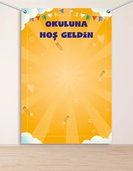 Okuluna Hoşgeldin Hatıra Fotoğraf Panosu Branda 100x150