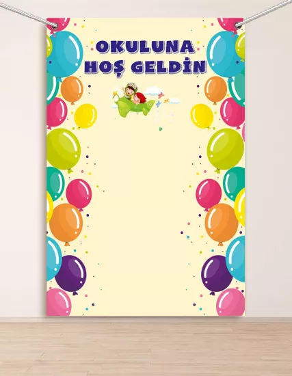 Okuluna Hoşgeldin Hatıra Fotoğraf Panosu Branda 100x150