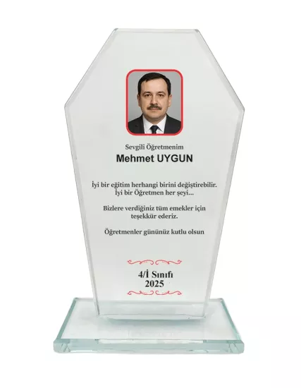 Kişiye Özel Öğretmenler Günü Hediyesi Uv Baskılı Cam Plaket