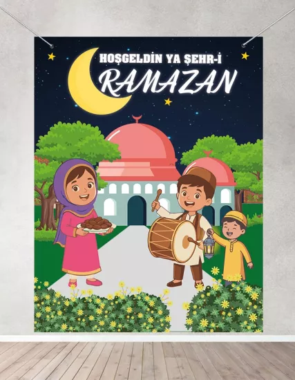 Hoşgeldin Ya Şehr-i Ramazan Dekoratif Ramazan Brandası 100x150
