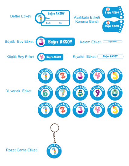 Sevimli Sayılar Okul Etiketi 