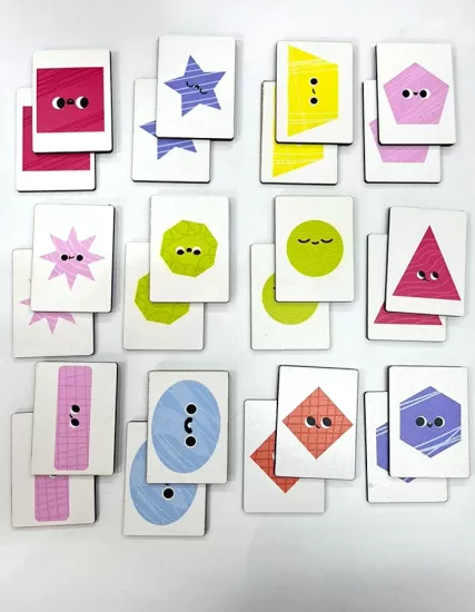 Ahşap Geometrik Şekiller Eşleştirme Kartları – Eğitici ve Eğlenceli Öğrenme Seti