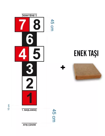 Seksek Oyunu Brandası + Enek Taşı – Yönergeye Uygun 100x340cm 