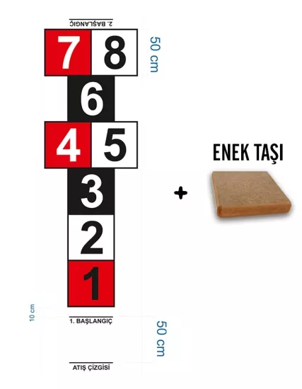 Seksek Oyunu Brandası + Enek Taşı – Yönergeye Uygun 100x360cm 