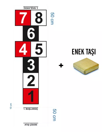 Seksek Oyunu Brandası + Enek Taşı – Yönergeye Uygun 100x360cm 