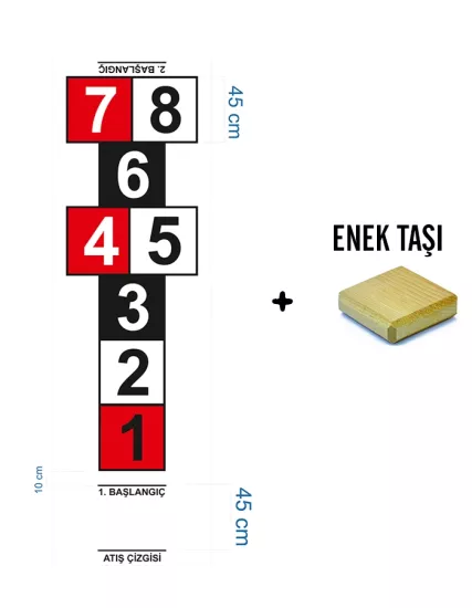 Seksek Oyunu Brandası + Enek Taşı – Yönergeye Uygun 100x340cm 