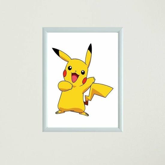 Gülen Surat Pikachu Çerçeveli Poster Tablo