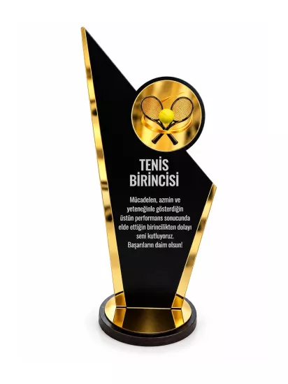 Kişiye Özel Ahşap Tenis Plaketi – Gold Pleksi Detaylı